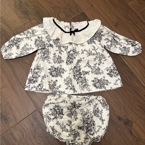 Janie and Jack Floral Baby Outfit with Ruffled Collar
